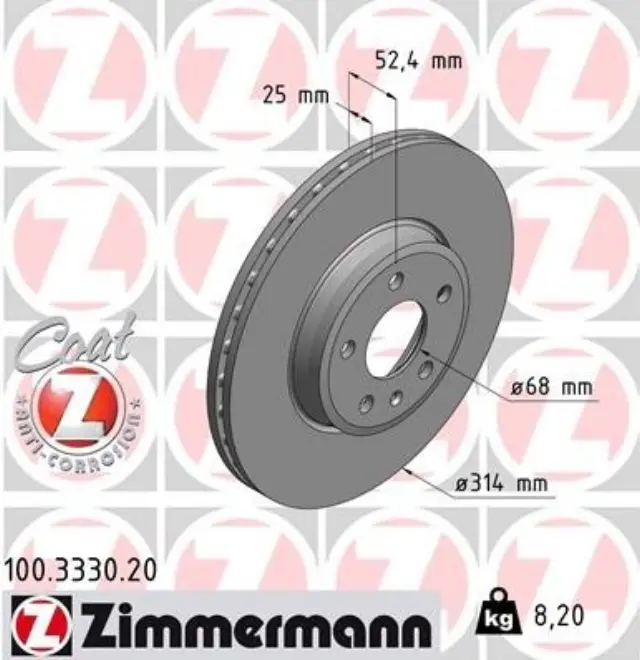 100333020 - Brakes &amp; Brake Parts: Zimmermann 100.3330.20 Disc Brake Rotor for ZIMMERMANN Image