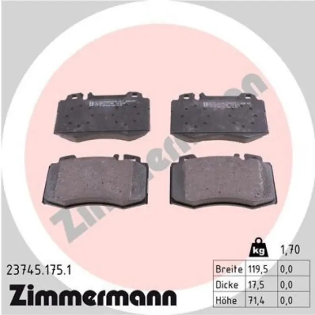237451751 - Brakes &amp; Brake Parts: Zimmermann 23745.175.1 Disc Brake Pad Set for ZIMMERMANN Image