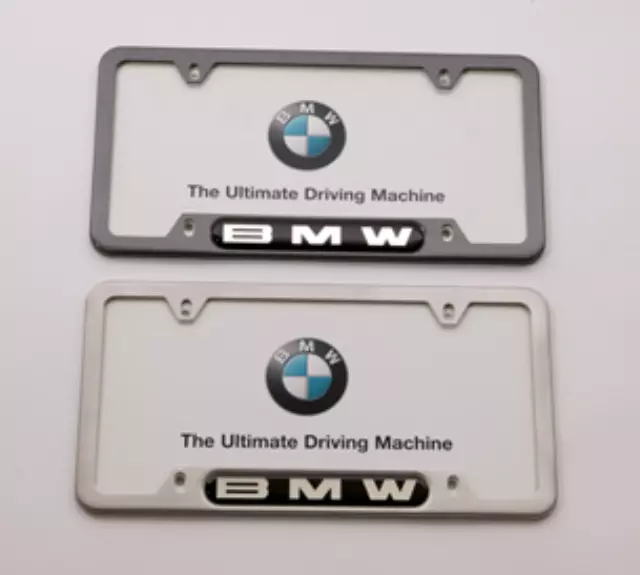 82110413118 - Exterior: License Plate Frame - Satin Finish for BMW: 128i, 135i, 135is, 228i, 228i xDrive, 230i, 230i xDrive, 320i, 320i xDrive, 328d, 328d xDrive, 328i, 328i xDrive, 330e, 330i, 330i GT xDrive, 330i xDrive, 335d, 335i, 335i GT xDrive, 335i xDrive, 335is, 340i, 340i GT xDrive, 340i xDrive, 428i, 428i xDrive, 430i, 430i xDrive, 435i, 435i xDrive, 440i, 440i xDrive, 528i, 528i xDrive, 530i, 530i xDrive, 535d, 535d xDrive, 535i, 535i GT, 535i GT xDrive, 535i xDrive, 540i, 540i xDrive, 550i, 550i GT xDrive, 550i xDrive, 640i, 640i xDrive, 650i, 650i xDrive, 740e xDrive, 740i, 740i xDrive, 740Li, 740Li xDrive, 750i, 750i xDrive, 750Li, 750Li xDrive, 760Li, M2, M235i, M235i xDrive, M240i, M240i xDrive, M3, M4, M5, M6, X1, X3, X4, X5, X6, Z4 Image