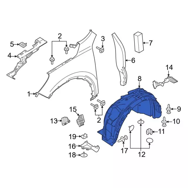 LJ6Z16102U - Body: Fender Liner for Ford: Escape Image