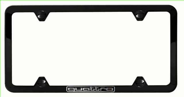 ZAW071801JDX9 - Exterior: 2018-2025 Audi - License Plate Frame With Quattro Logo for Audi: A3, A3 Quattro, A3 Sportback e-tron, A4 allroad, A4 Quattro, A5 Quattro, A5 Sportback, A6 allroad, A6 Quattro, A7 Quattro, A7 Sportback, A8 Quattro, e-tron GT, e-tron Sportback, Q3, Q4 e-tron, Q5, Q5 Sportback, Q7, Q8, Q8 e-tron, R8, RS e-tron GT, RS3, RS5, RS5 Sportback, RS7, S3, S4, S5, S5 Sportback, S6, S7, S8, SQ5, SQ5 Sportback, SQ7, SQ8, TT Quattro, TT RS Quattro, TTS Quattro Image