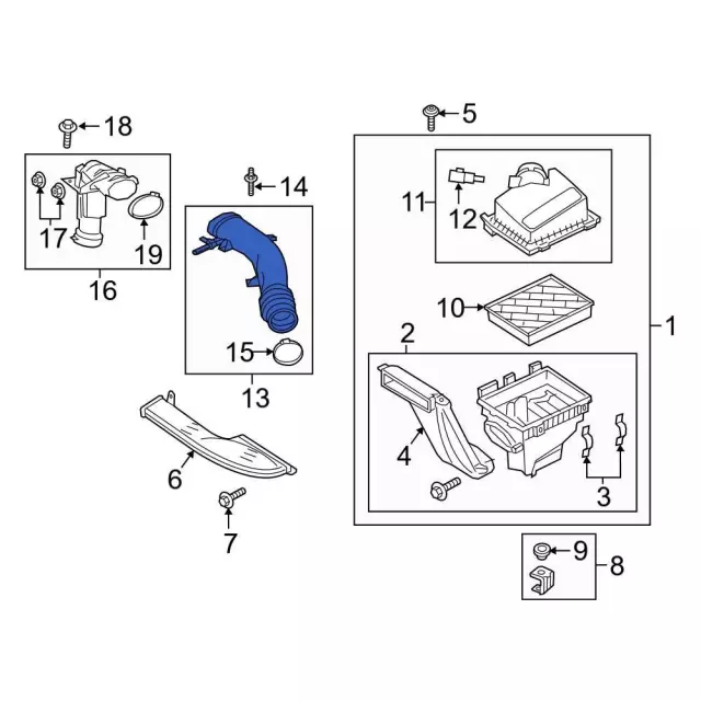 Engine Air Intake Hose - Ford (HG9Z-9B659-C)