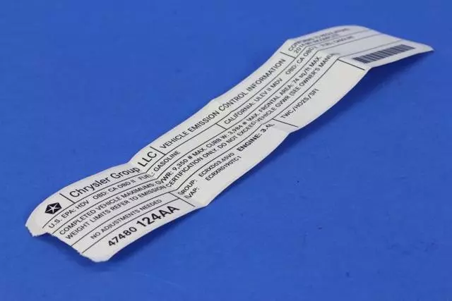 Vehicle Emission Control Information Label - Mopar (47480124AC)