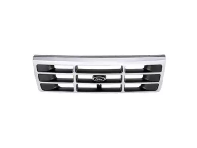 92 thru 97 F-250 F-350 OEM Genuine Ford Platinum Chrome Grill Grille w/ Emblem - Ford (F4TZ-8200-A)