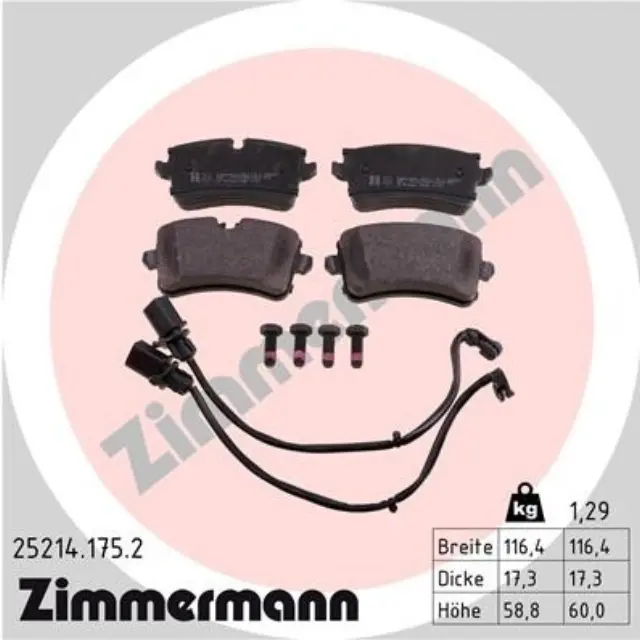 252141752 - Brakes &amp; Brake Parts: Zimmermann 25214.175.2 Disc Brake Pad Set for ZIMMERMANN Image