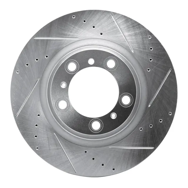 63102047D - Brakes &amp; Brake Parts: DFC Brake Rotor - Drilled and Slotted - Silver for DYNAMIC FRICTION Image