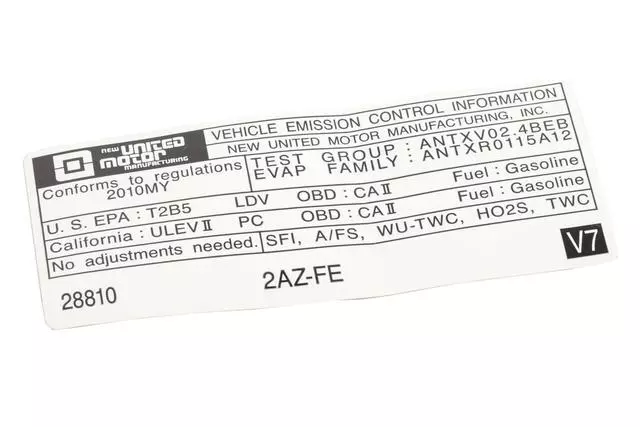 19205037 - Body: Emission Label for GM Image