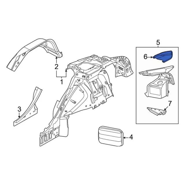 LJ8Z5845114B - Body: Rear Body Extension for Ford: Mustang Mach-E Image
