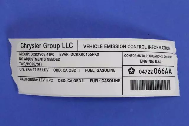 Emission Label - Mopar (04722066AA)