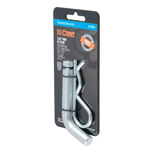 21404 - : 1/2" Hitch Pin with Groove (1-1/4" Receiver, Zinc, Packaged) for CURT Image