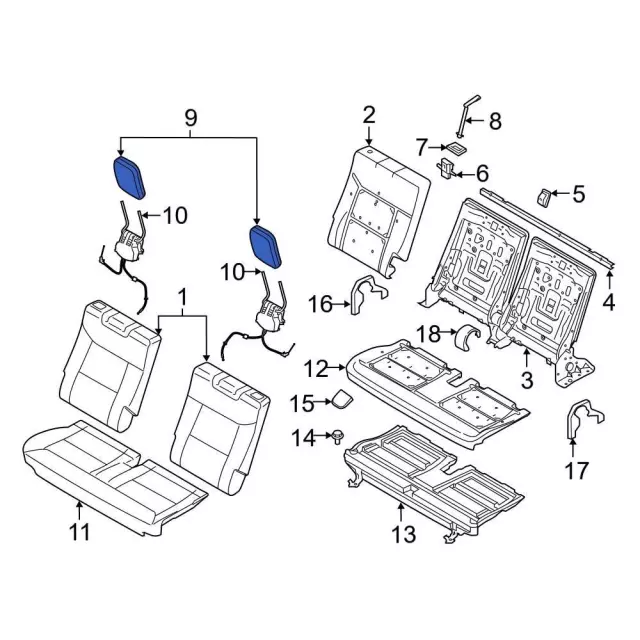 LB5Z78611A08AG - Body: Headrest for Ford: Explorer Image