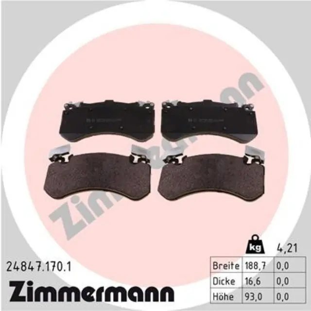 248471701 - Brakes &amp; Brake Parts: Zimmermann 24847.170.1 Disc Brake Pad Set for ZIMMERMANN Image