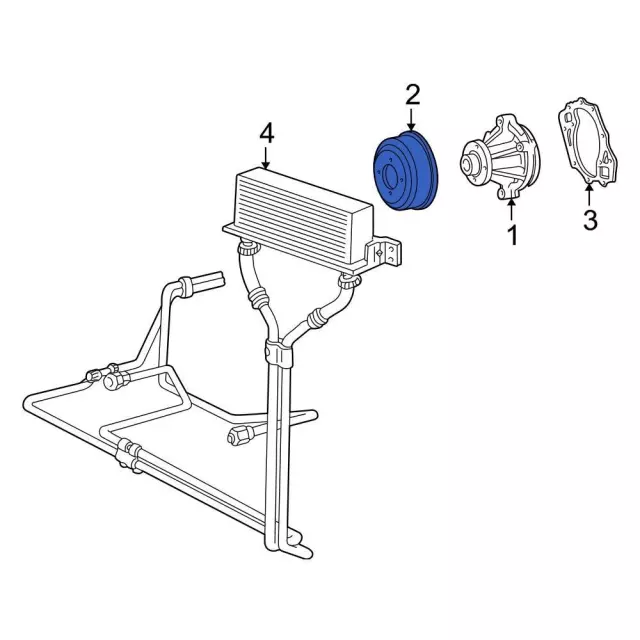 F4TZ8509CA - Cooling System: Engine Water Pump Pulley for Ford: Bronco, E-150 Econoline, E-150 Econoline Club Wagon, E-250 Econoline, E-250 Econoline Club Wagon, E-350 Econoline, E-350 Econoline Club Wagon, Econoline Super Duty, F-150, F-250, F-250 HD, F-350, F-Super Duty Image
