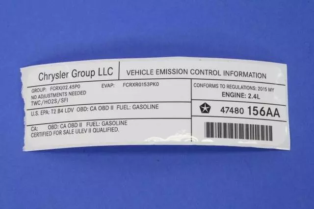 47480156AA - : Vehicle Emission Control Information Label for Dodge: Journey Image