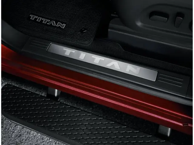999G6W3101 - Exterior: Kick Plates - Aluminum insert door sill plates (2 pc front only) for Nissan: TITAN, TITAN XD Image
