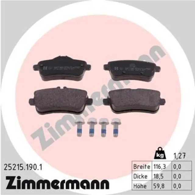 252151901 - Brakes &amp; Brake Parts: Zimmermann 25215.190.1 Disc Brake Pad Set for ZIMMERMANN Image