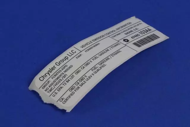 Vehicle Emission Control Information Label - Mopar (47480103AA)