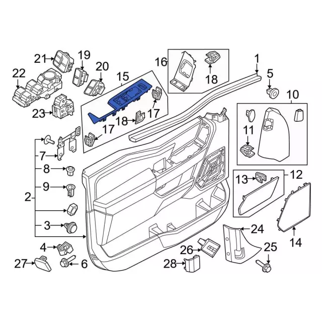 Door Window Switch Bezel - Ford (ML3Z-14528-BC)