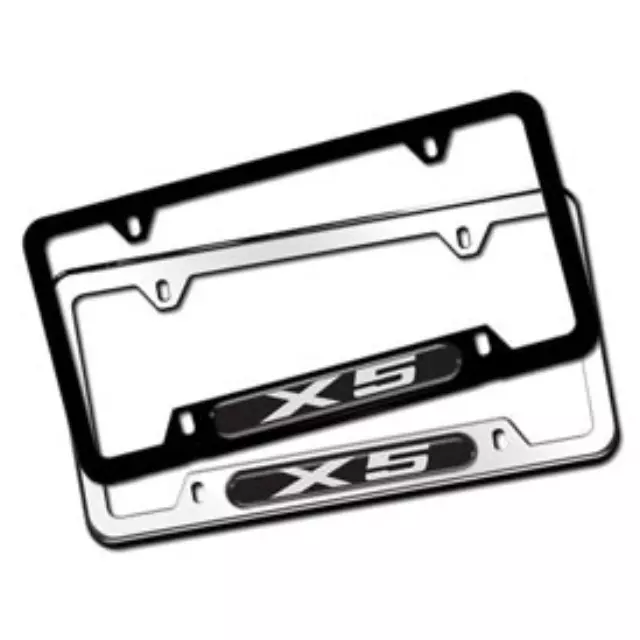 82120418627 - Exterior: License Plate Frame, Chrome X5 Emblem for BMW: 135i, 228i, 228i xDrive, 230i, 230i xDrive, 320i, 320i xDrive, 328d, 328d xDrive, 328i, 328i xDrive, 330e, 330i, 330i GT xDrive, 330i xDrive, 335i, 335i GT xDrive, 335i xDrive, 335is, 340i, 340i GT xDrive, 340i xDrive, 428i, 428i xDrive, 430i, 430i xDrive, 435i, 435i xDrive, 440i, 440i xDrive, 528i, 528i xDrive, 530i, 530i xDrive, 535d, 535d xDrive, 535i, 535i GT, 535i GT xDrive, 535i xDrive, 540i, 540i xDrive, 550i, 550i GT xDrive, 550i xDrive, 640i, 640i xDrive, 650i, 650i xDrive, 740e xDrive, 740i, 740i xDrive, 740Li, 740Li xDrive, 750i, 750i xDrive, 750Li, 750Li xDrive, 760Li, M2, M235i, M235i xDrive, M240i, M240i xDrive, M3, M4, M5, M6, X1, X3, X4, X5, X6, Z4 Image