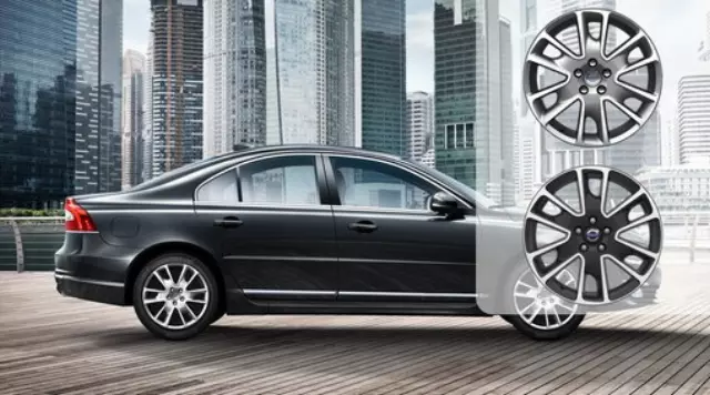 31428520 - Wheels: 2015-2018 Volvo Aluminum Rim Freja 8 X 18 Diamond cut/Glossy Black for Volvo: S60, S80, V60, XC60, XC70 Image