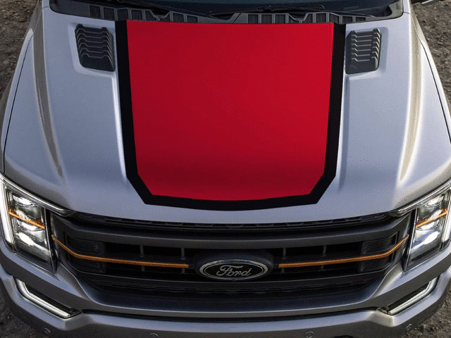Hood Cowl Stripe By VISCO, Red / Black - Ford (VML3Z-6320000-F)