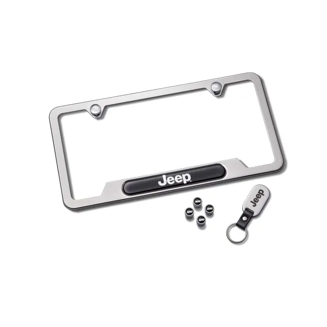 82215852 - Exterior Accessories: License Plate Frame Gift Set for Jeep: Compass, Gladiator, Grand Cherokee, Grand Cherokee L, Grand Wagoneer, Grand Wagoneer L, Renegade, Wagoneer, Wagoneer L, Wrangler, Wrangler JK Image