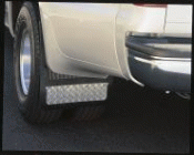 1999-2010 F250/350/450/550 Splash Guards REAR Black w/ Diamond Plate OEM NEW - Ford (F81Z-16A550-JA)